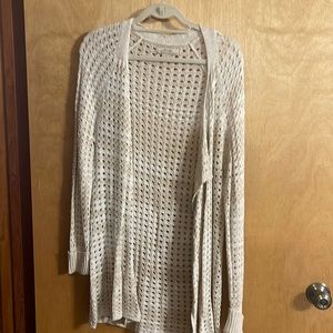 Long sleeve crochet style long cardigan